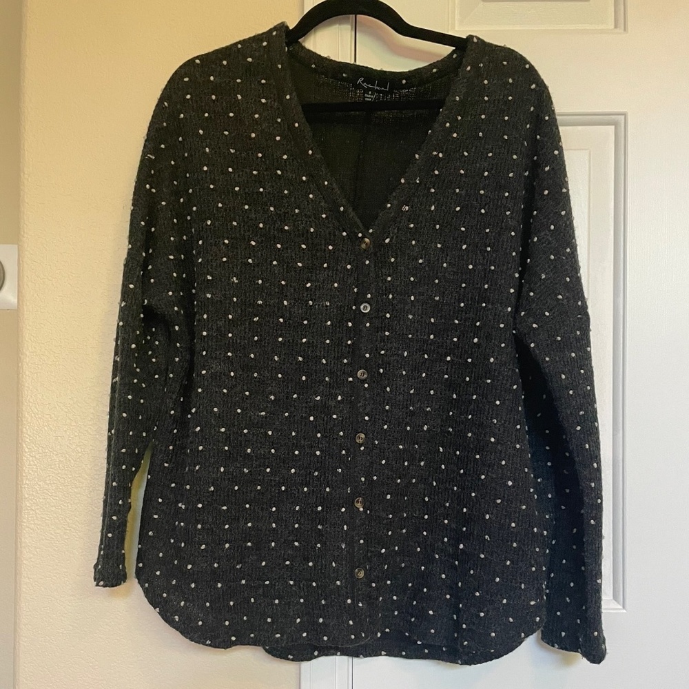 Gray and White Polka Dot Top